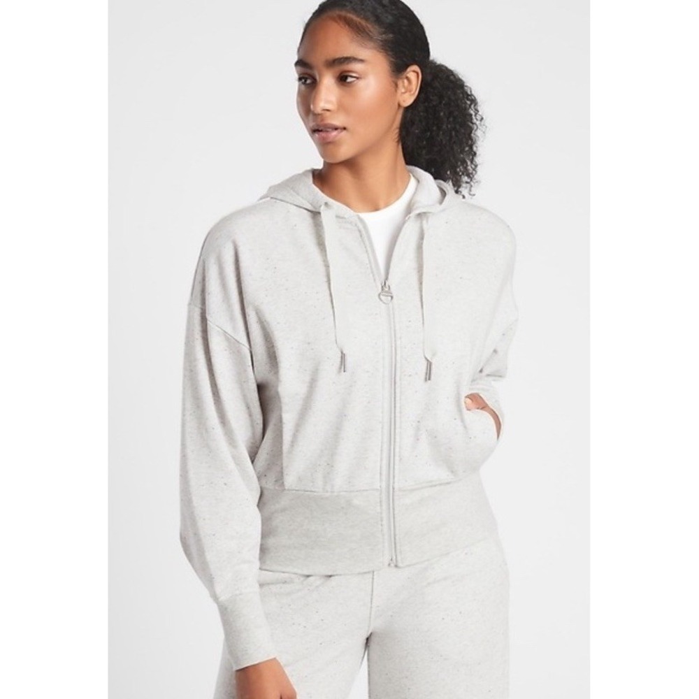 Athleta Light Heather Gray Zip-Up Hoodie